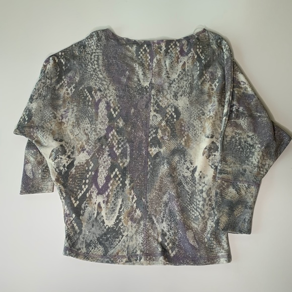 Snake Print Purple French Terry Dolman Long Sleeve - Picture 4 of 4